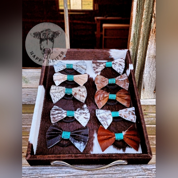 Cowhide Hair Bow NWOT - Picture 1 of 2